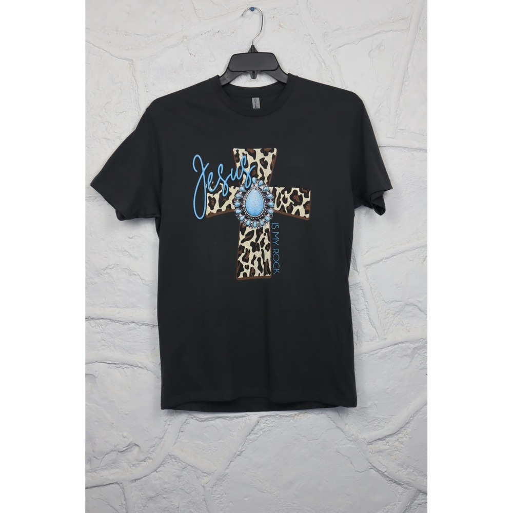 Women's Jesus Is My Rock Graphic Tee - Black - Size M